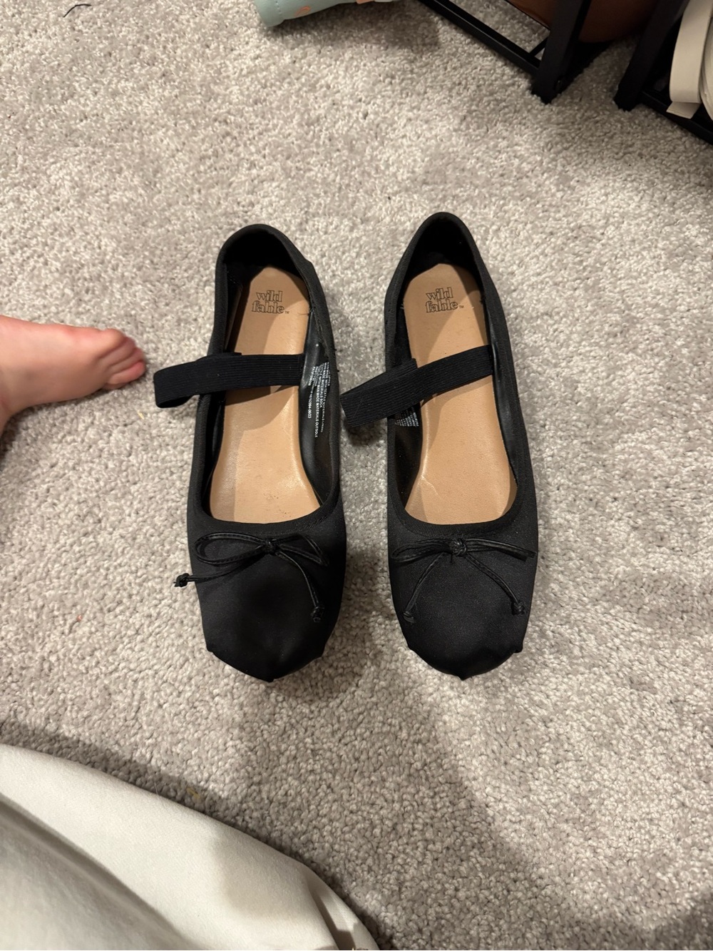 wild fable Black Ballet Flats with Strap and Bow
